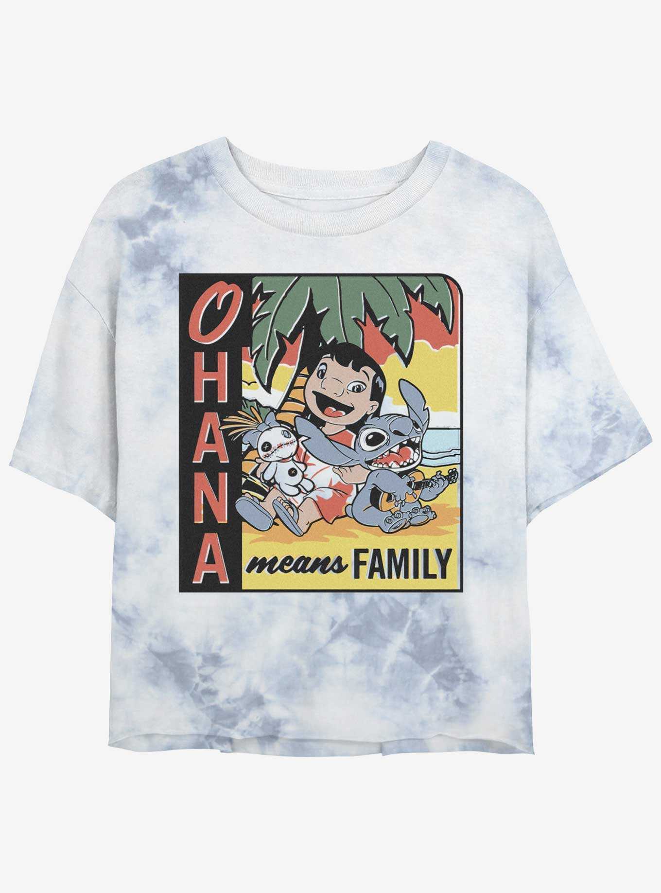 Disney Lilo & Stitch Ohana Means Family Beach Tie-Dye Girls Crop T-Shirt, , hi-res