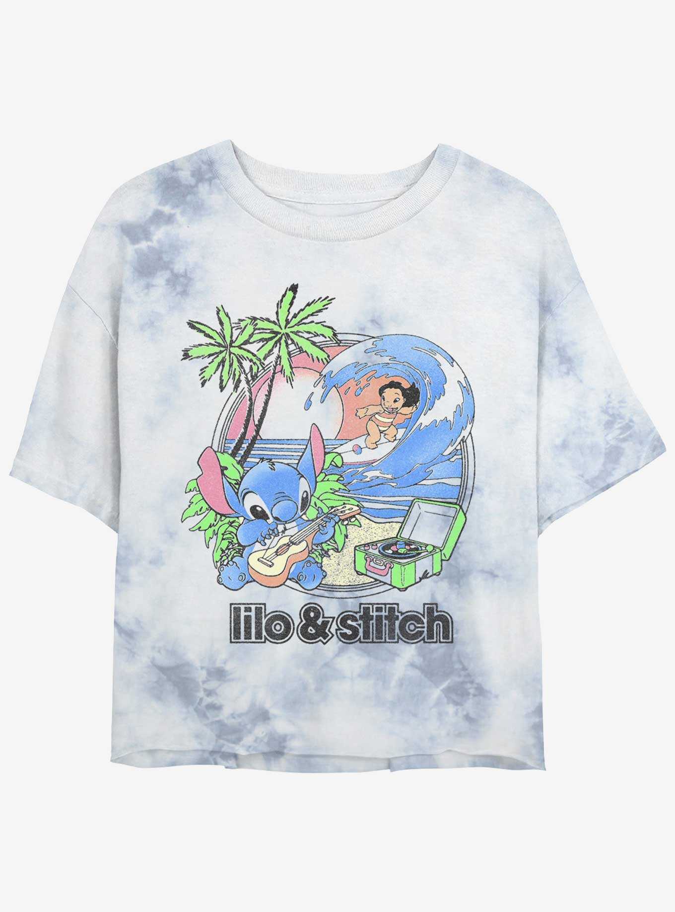 Disney Lilo & Stitch Beach Duo Tie-Dye Girls Crop T-Shirt, , hi-res