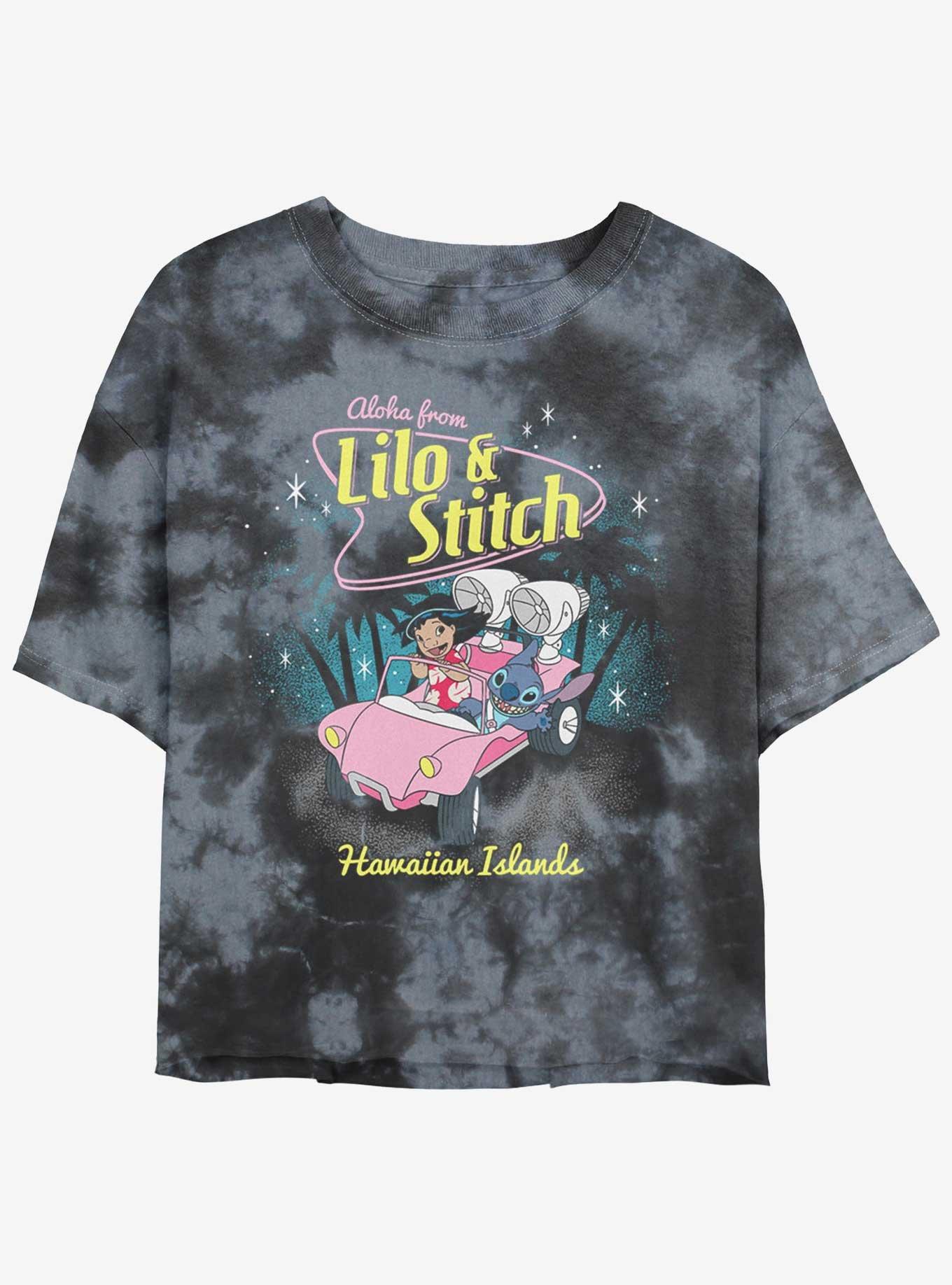 Official Disney Lilo & Stitch 50's Stitch Tie-Dye Girls Crop T-Shirt Multicolor