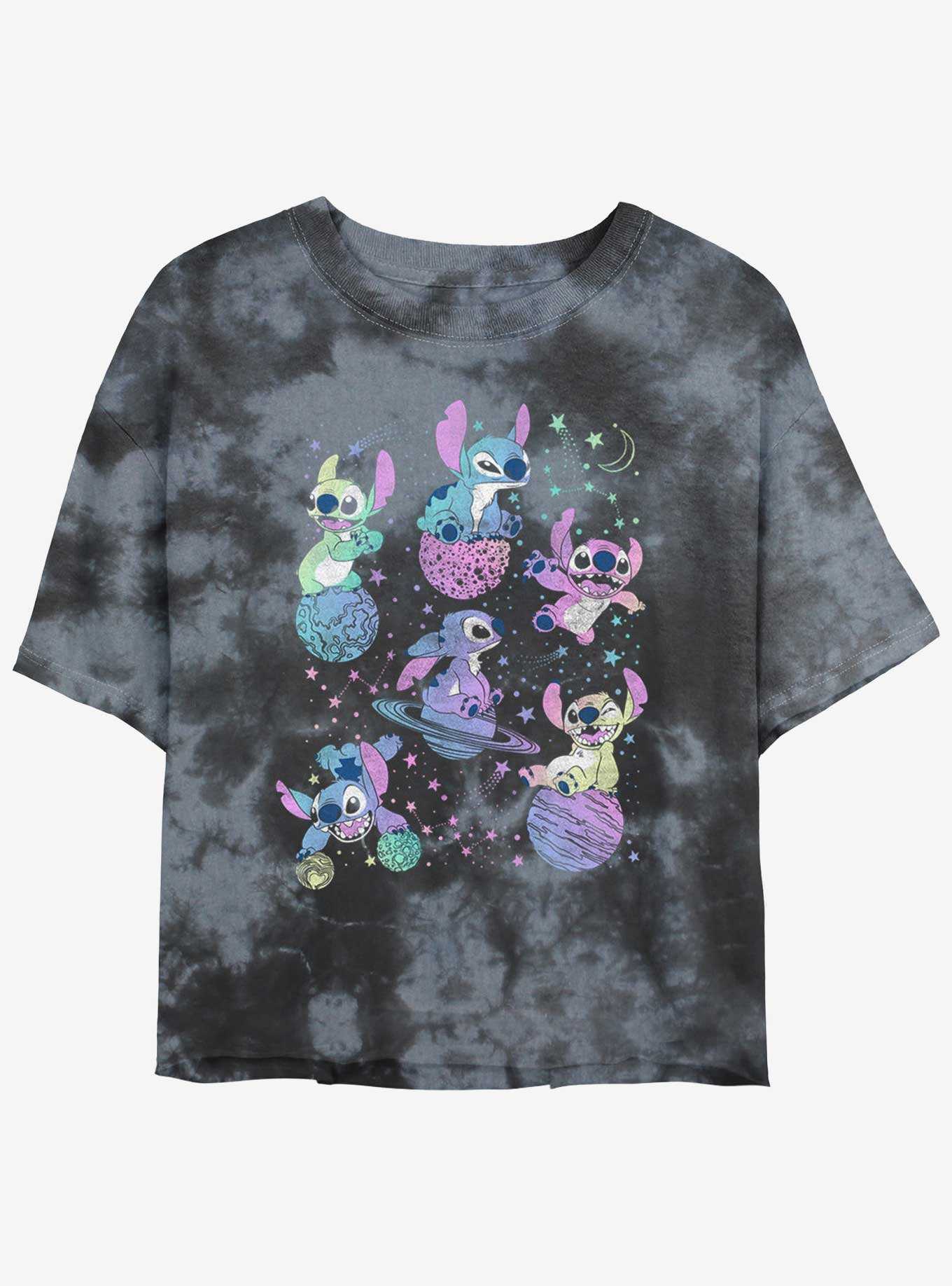 Disney Lilo & Stitch Planetary Stitch Tie-Dye Girls Crop T-Shirt, , hi-res