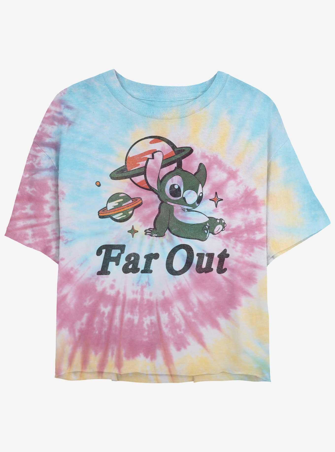 Disney Lilo & Stitch Far Out Stitch Tie-Dye Womens Crop T-Shirt, , hi-res