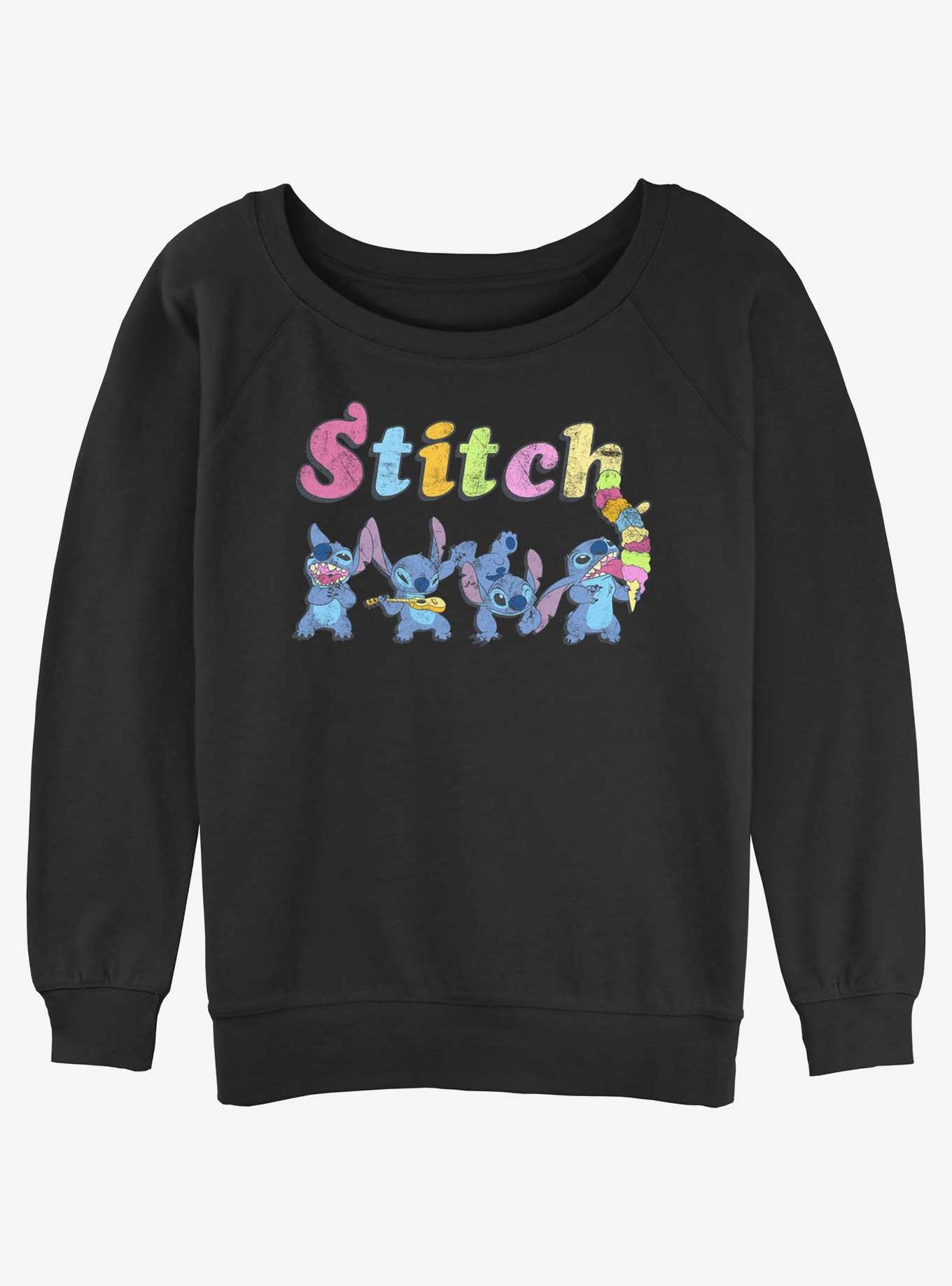 Disney Lilo & Stitch Ice Cream Scoops Womens Slouchy Sweatshirt, BLACK, hi-res