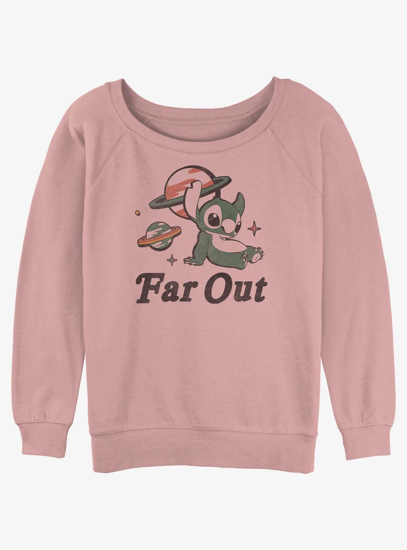 Disney Lilo & Stitch Far Out Stitch Womens Slouchy Sweatshirt, DESERTPNK, hi-res