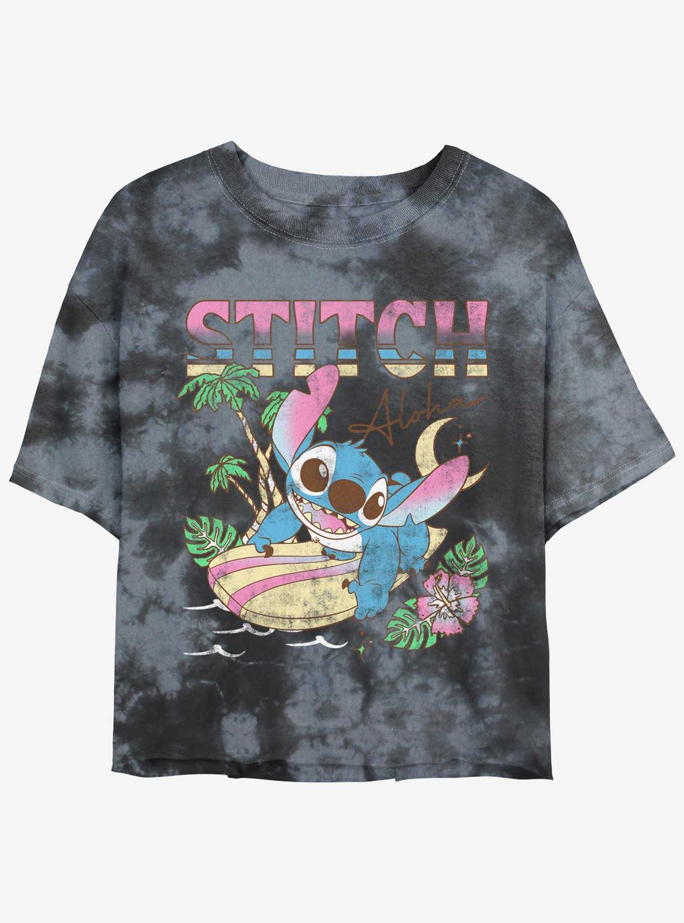 Disney Lilo & Stitch Aloha Stitch Tie-Dye Womens Crop T-Shirt, , hi-res