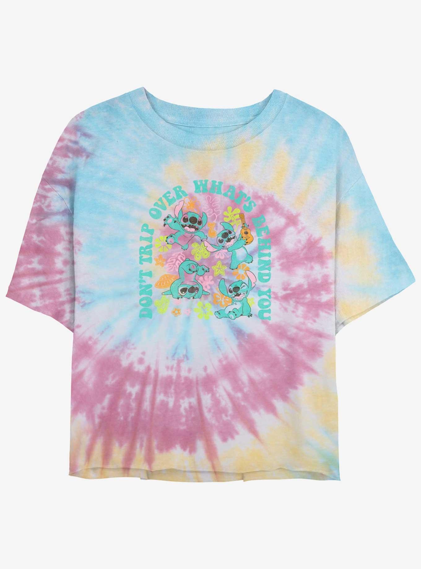 Disney Lilo & Stitch Hippie Stitch Tie-Dye Womens Crop T-Shirt - MULTI ...