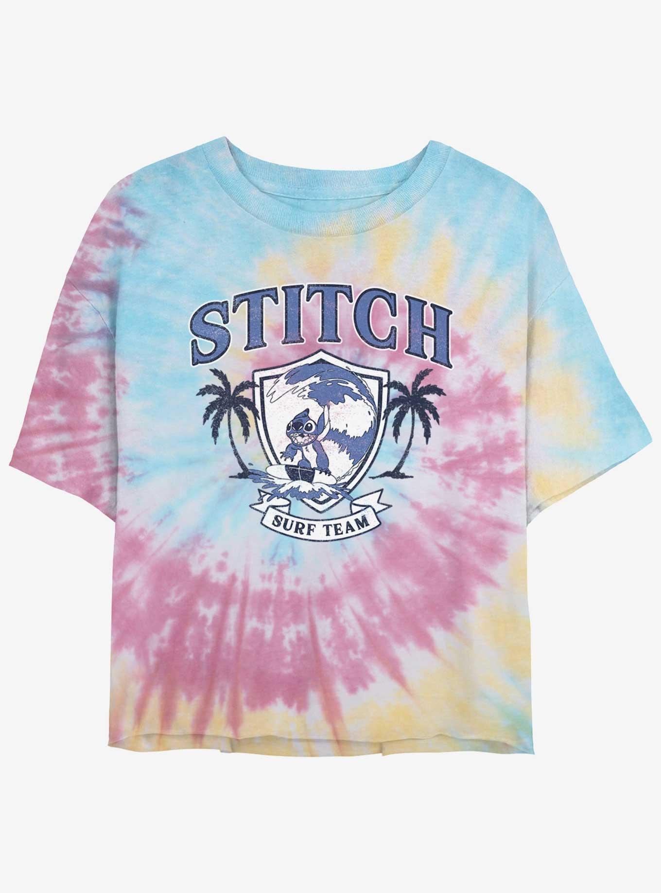 Disney Lilo & Stitch Surf Team Tie-Dye Womens Crop T-Shirt, BLUPNKLY, hi-res