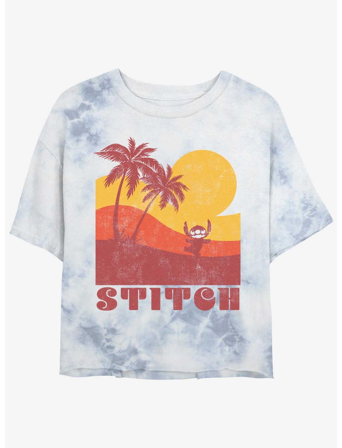 Disney Lilo & Stitch Sunset Stitch Tie-Dye Womens Crop T-Shirt, WHITEBLUE, hi-res