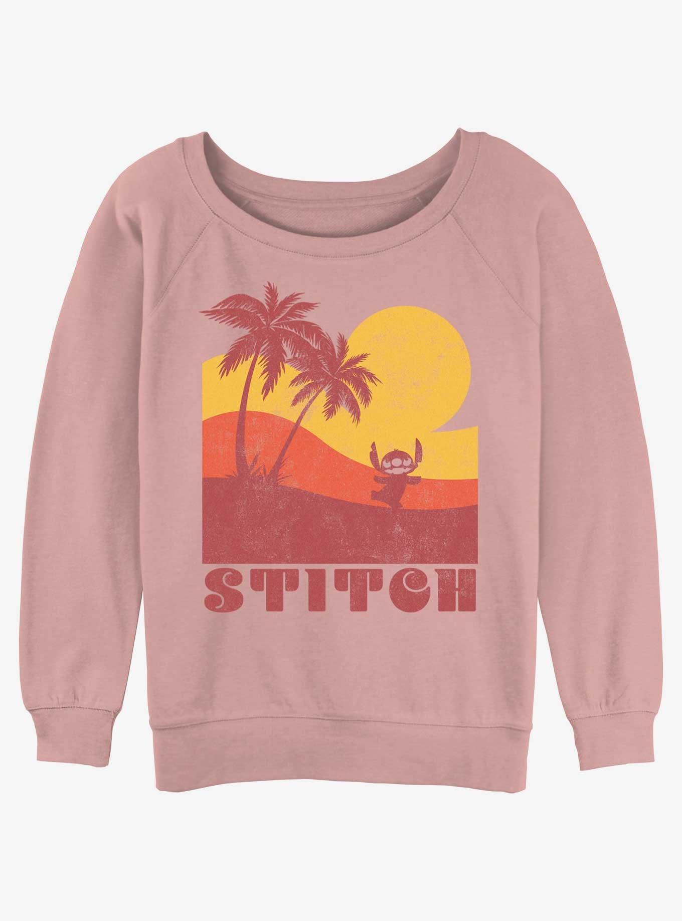 Disney Lilo & Stitch Sunset Stitch Womens Slouchy Sweatshirt, DESERTPNK, hi-res