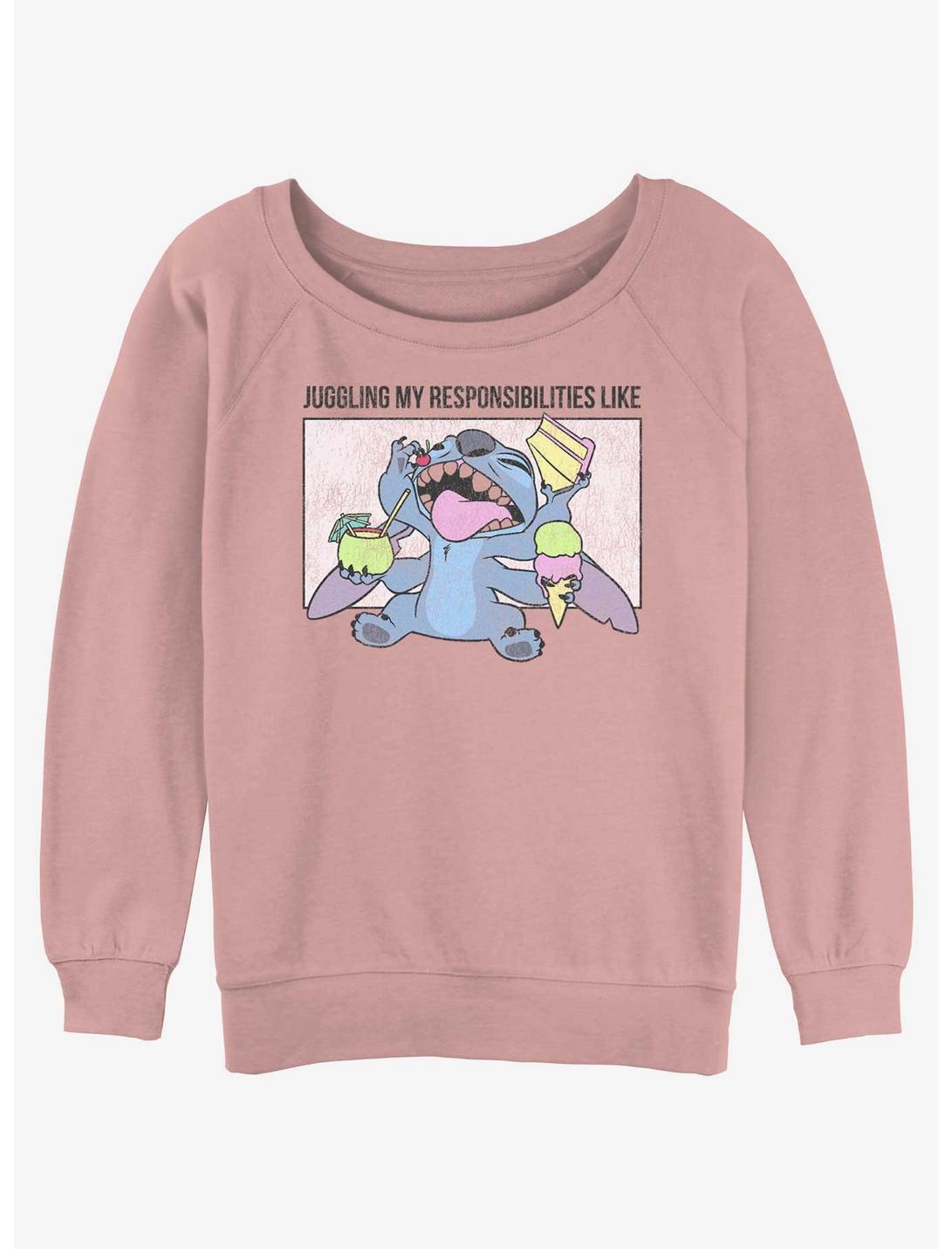 Disney Lilo & Stitch Juggling Responsibilities Womens Slouchy Sweatshirt, DESERTPNK, hi-res
