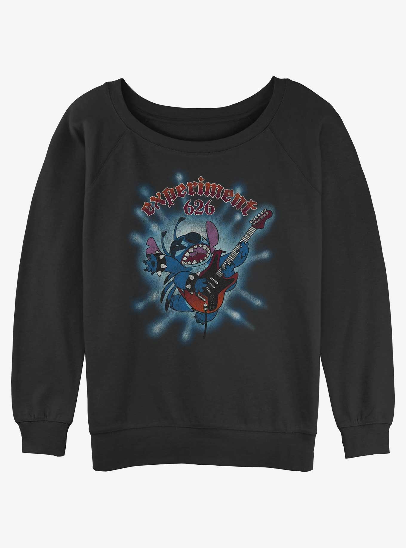 Disney Lilo & Stitch Rock Out Experiment 626 Womens Slouchy Sweatshirt, BLACK, hi-res