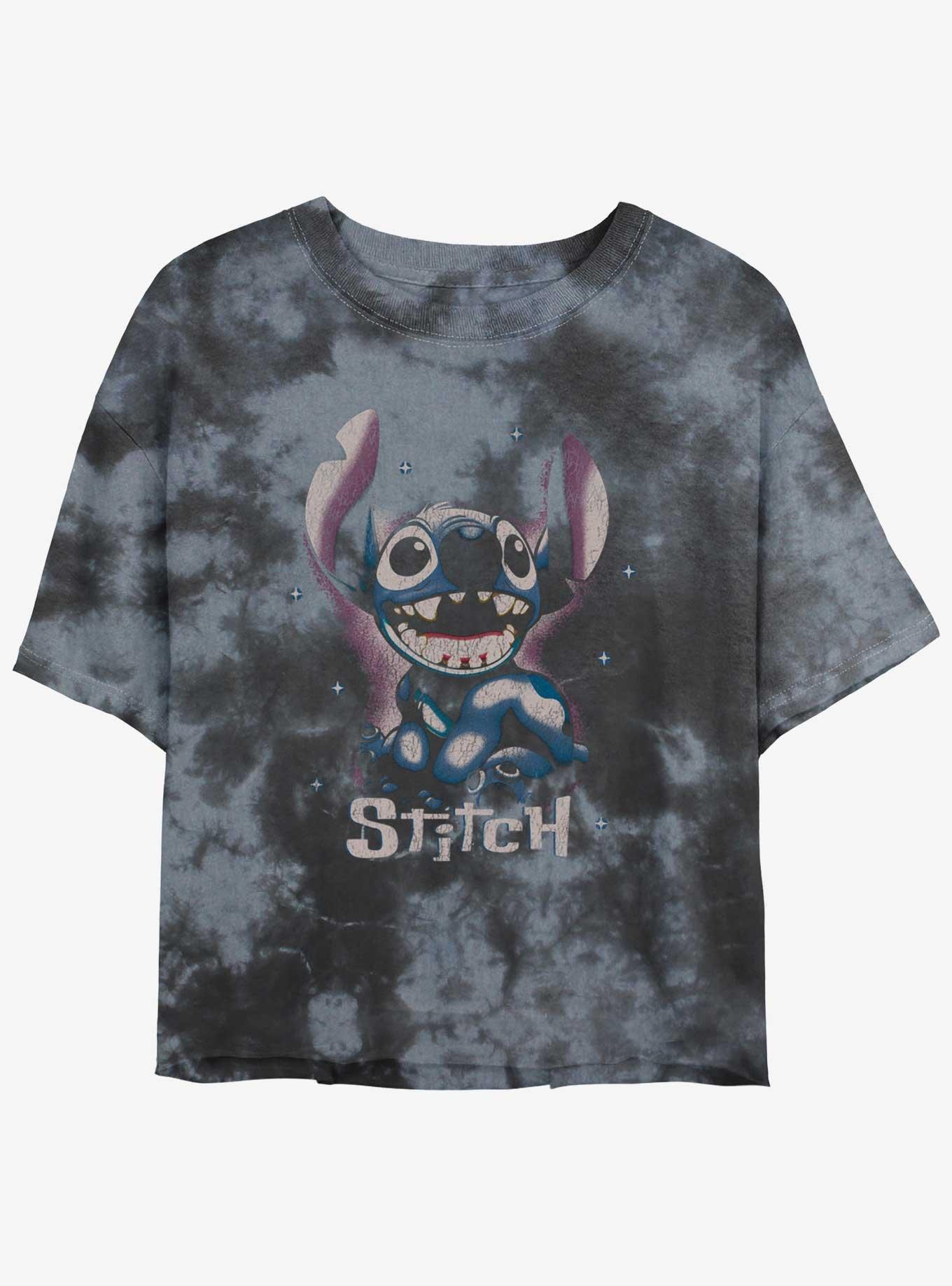 Disney Lilo & Stitch Dark Stitch Tie-Dye Womens Crop T-Shirt, BLKCHAR, hi-res