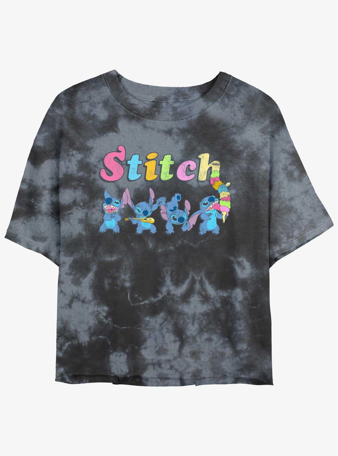 Disney Lilo & Stitch Ice Cream Scoops Tie-Dye Womens Crop T-Shirt, , hi-res