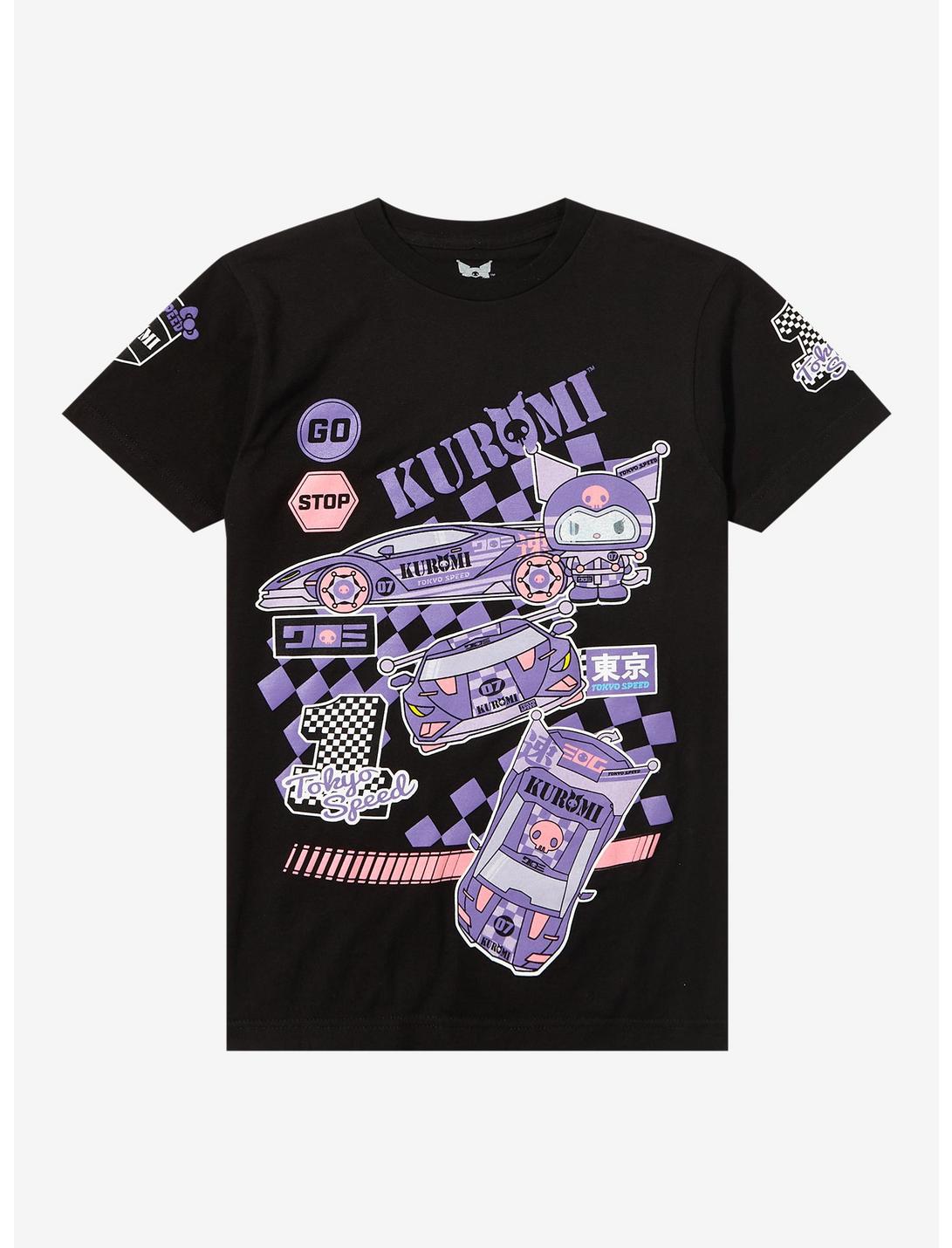 Kuromi Racing Collage Boyfriend Fit Girls T-Shirt, MULTI, hi-res