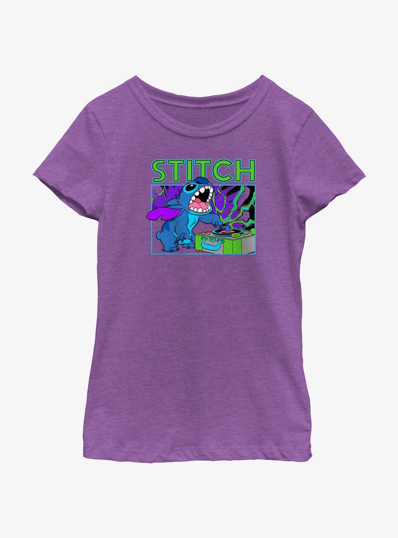 Disney Lilo & Stitch DJ Stitch Girls Youth T-Shirt, PURPLE BERRY, hi-res