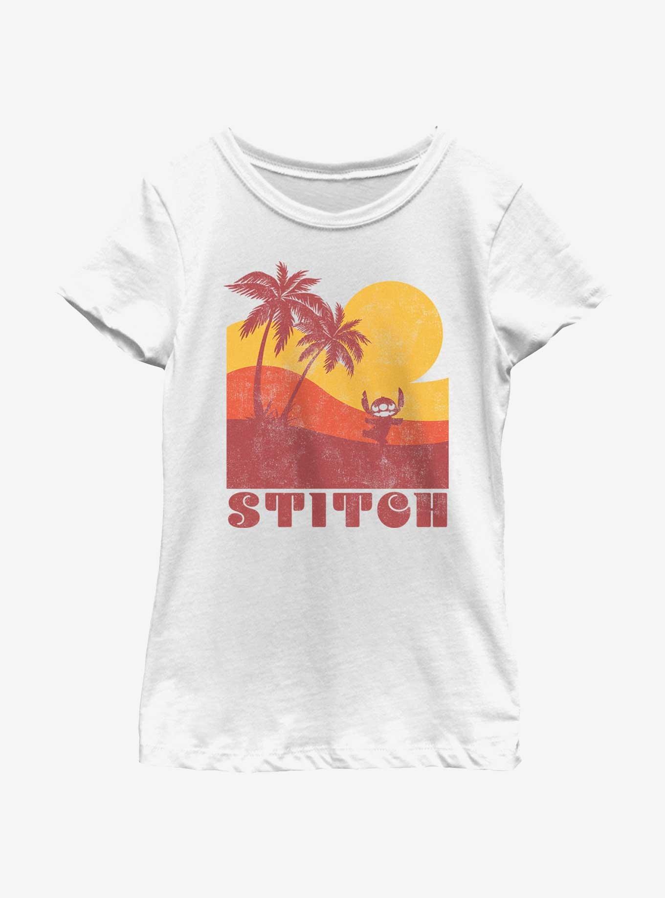 Disney Lilo & Stitch Sunset Stitch Girls Youth T-Shirt, WHITE, hi-res