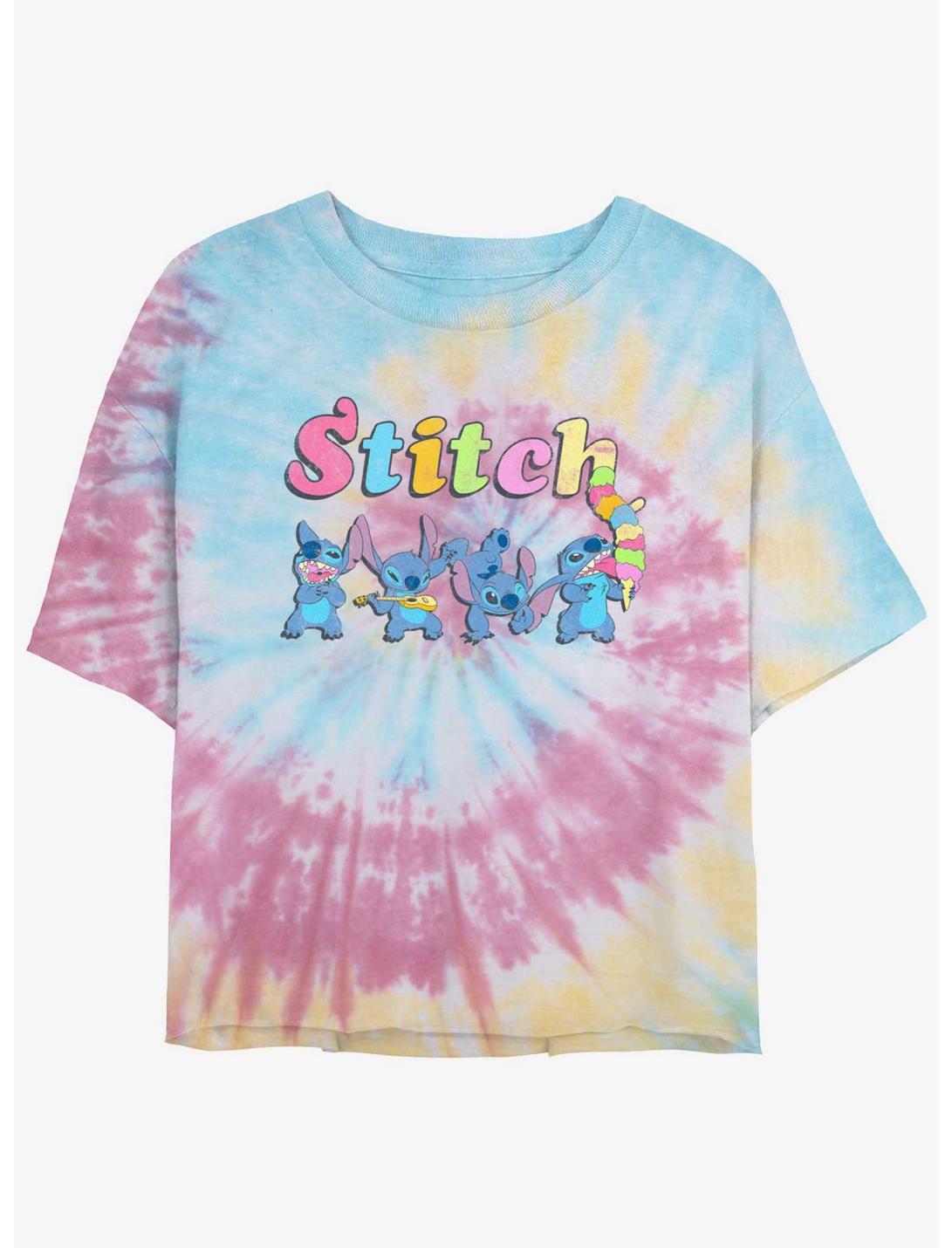 Disney Lilo & Stitch Ice Cream Scoops Tie-Dye Womens Crop T-Shirt, BLUPNKLY, hi-res