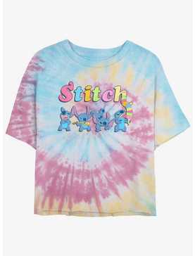 Disney Lilo & Stitch Ice Cream Scoops Tie-Dye Womens Crop T-Shirt, , hi-res