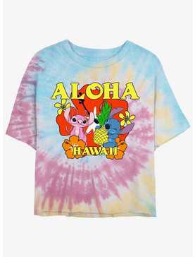 Disney Lilo & Stitch Aloha Angel & Stitch Tie-Dye Womens Crop T-Shirt, , hi-res
