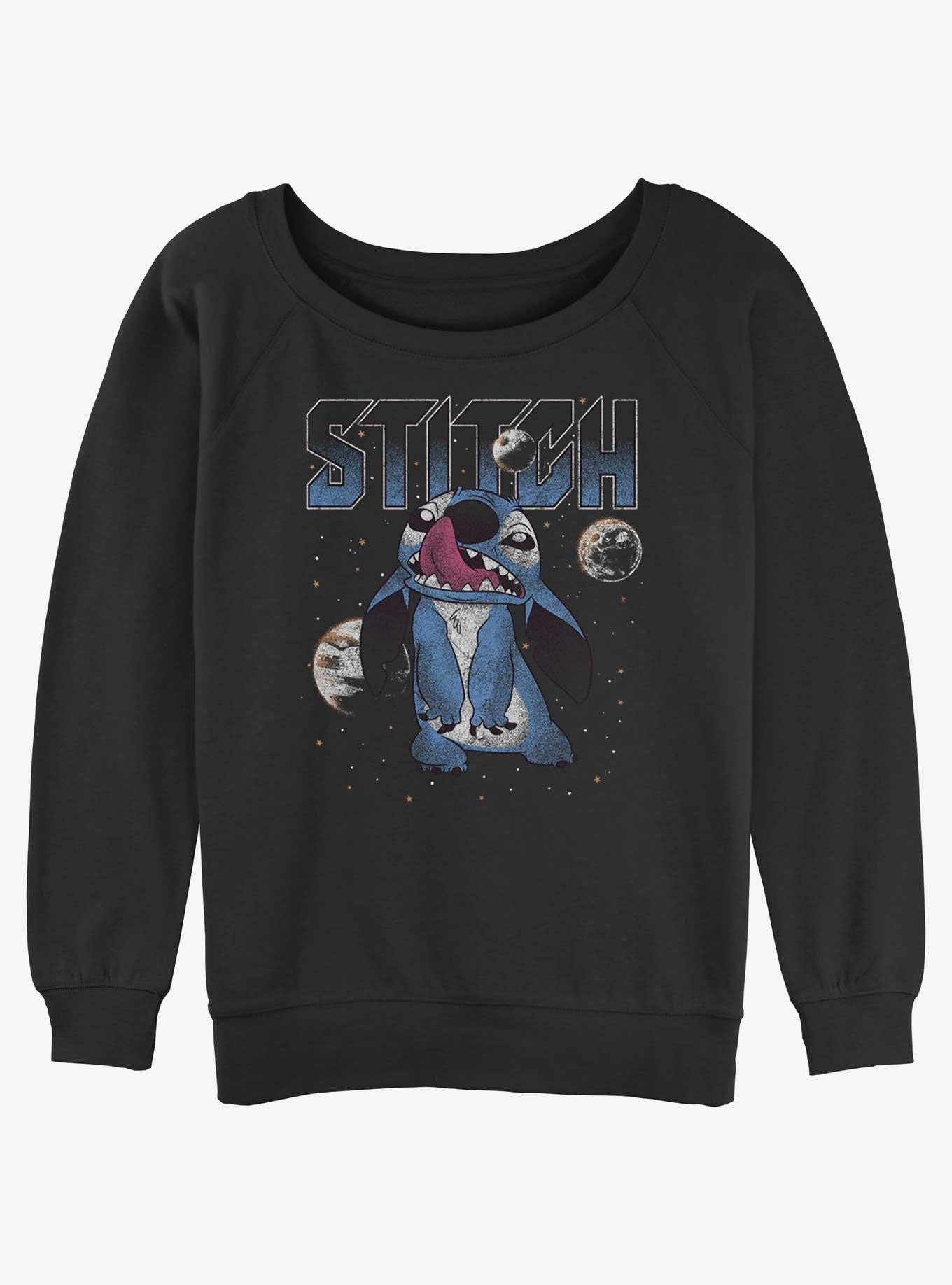 Disney Lilo & Stitch Planet Stitch Womens Slouchy Sweatshirt, BLACK, hi-res