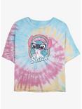 Disney Lilo & Stitch Nerdy Stitch Tie-Dye Womens Crop T-Shirt, BLUPNKLY, hi-res