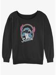 Disney Lilo & Stitch Nerdy Stitch Womens Slouchy Sweatshirt, BLACK, hi-res