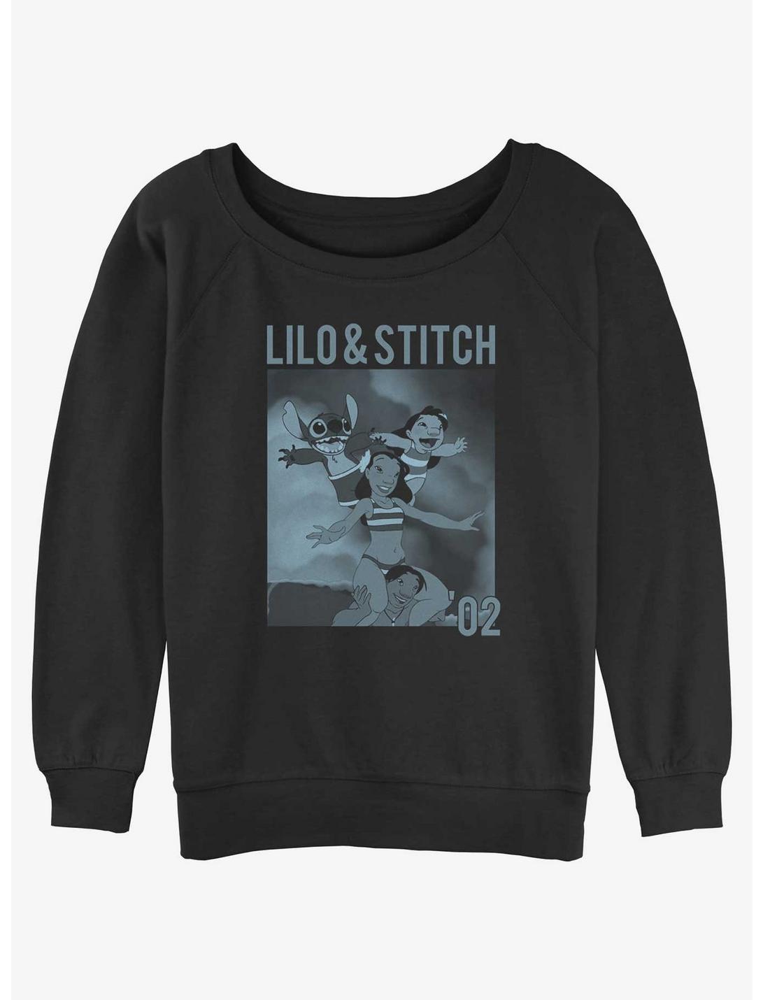 Disney Lilo & Stitch Family Surf Womens Slouchy Sweatshirt, BLACK, hi-res