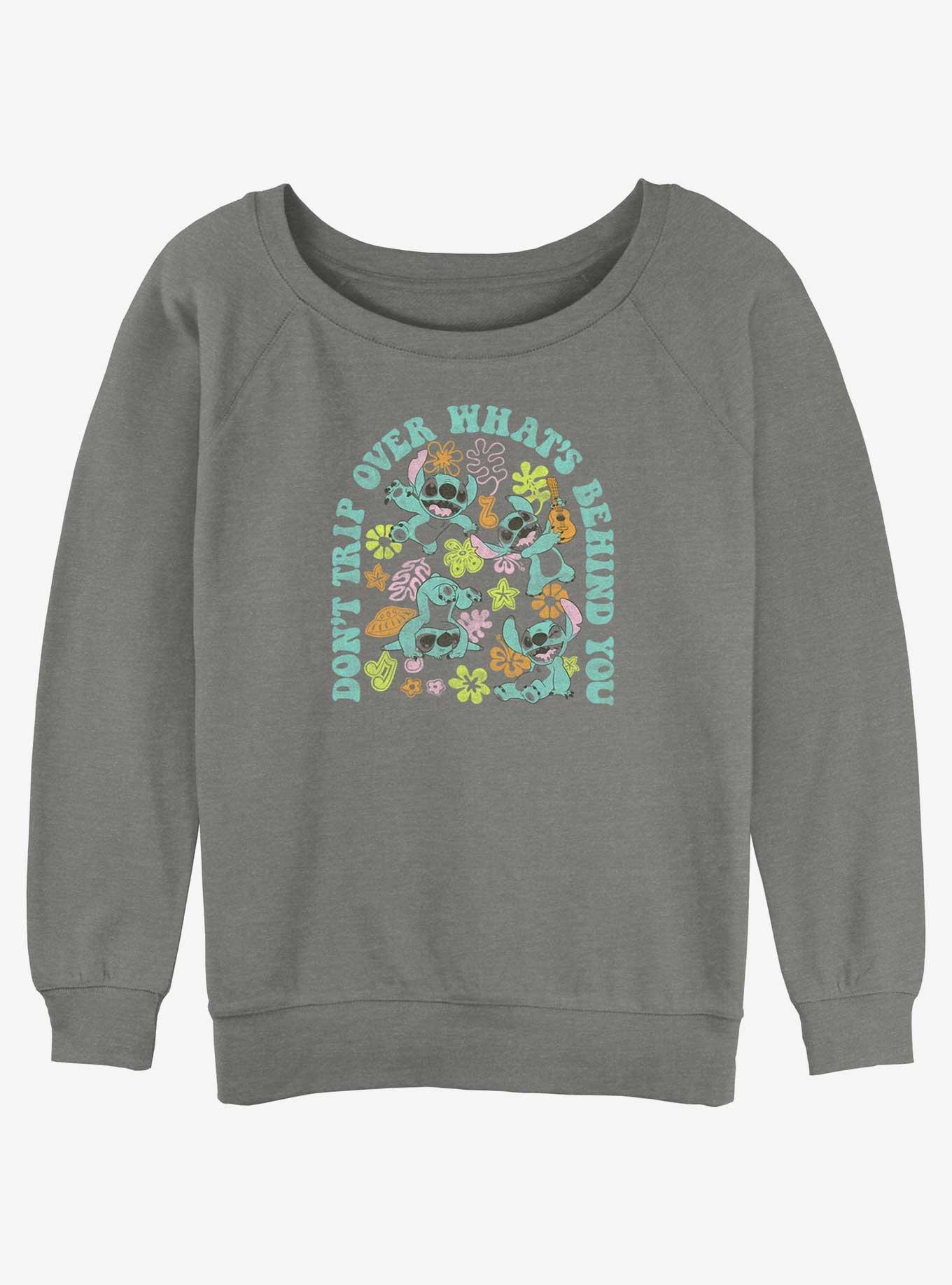 Disney Lilo & Stitch Hippie Stitch Womens Slouchy Sweatshirt, GRAY HTR, hi-res