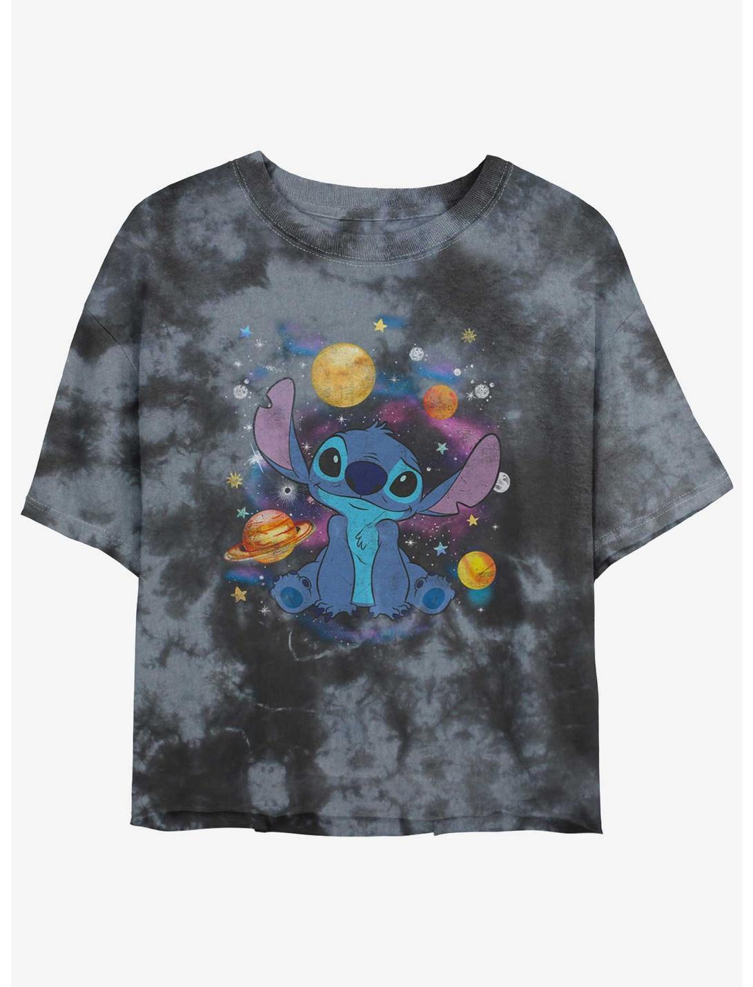 Disney Lilo & Stitch Space Stitch Tie-Dye Womens Crop T-Shirt, BLKCHAR, hi-res
