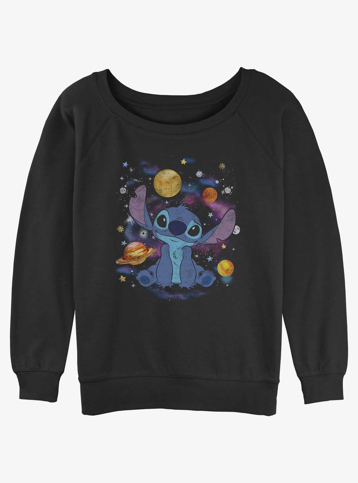 Disney Lilo & Stitch Space Stitch Womens Slouchy Sweatshirt, BLACK, hi-res