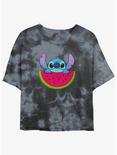 Disney Lilo & Stitch Watermelon Tie-Dye Womens Crop T-Shirt, BLKCHAR, hi-res