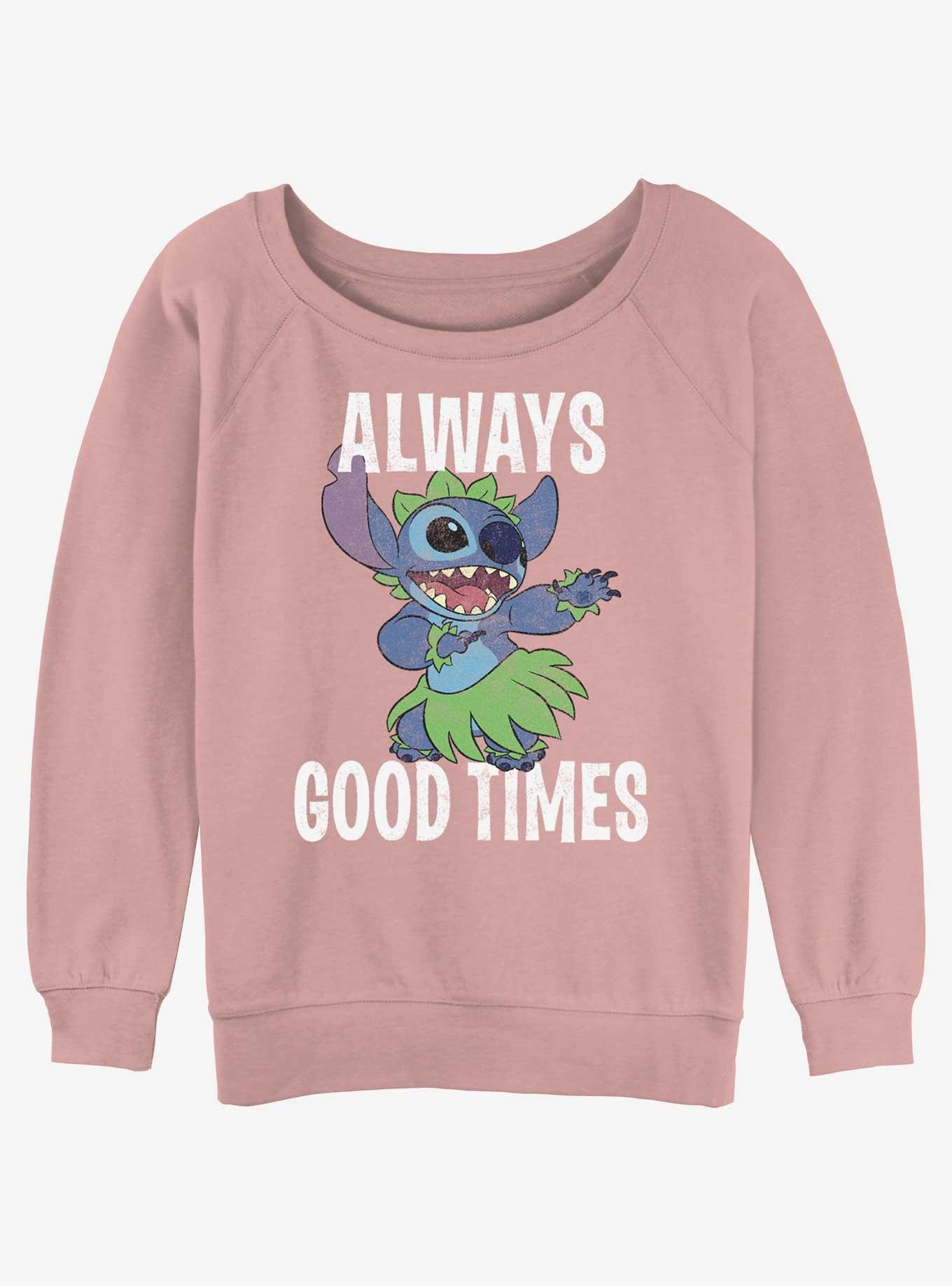 Disney Lilo & Stitch Good Time Stitch Womens Slouchy Sweatshirt, DESERTPNK, hi-res