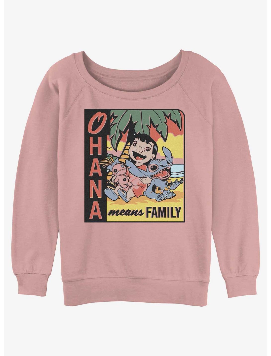 Disney Lilo & Stitch Ohana Means Family Beach Womens Slouchy Sweatshirt, DESERTPNK, hi-res
