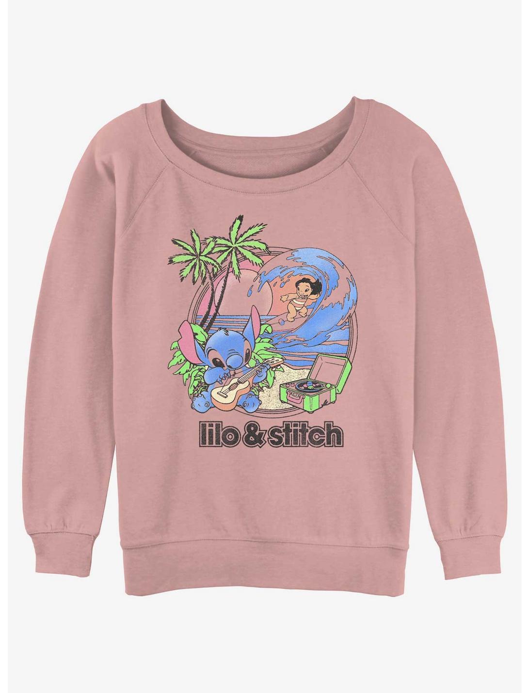 Disney Lilo & Stitch Beach Duo Womens Slouchy Sweatshirt, DESERTPNK, hi-res