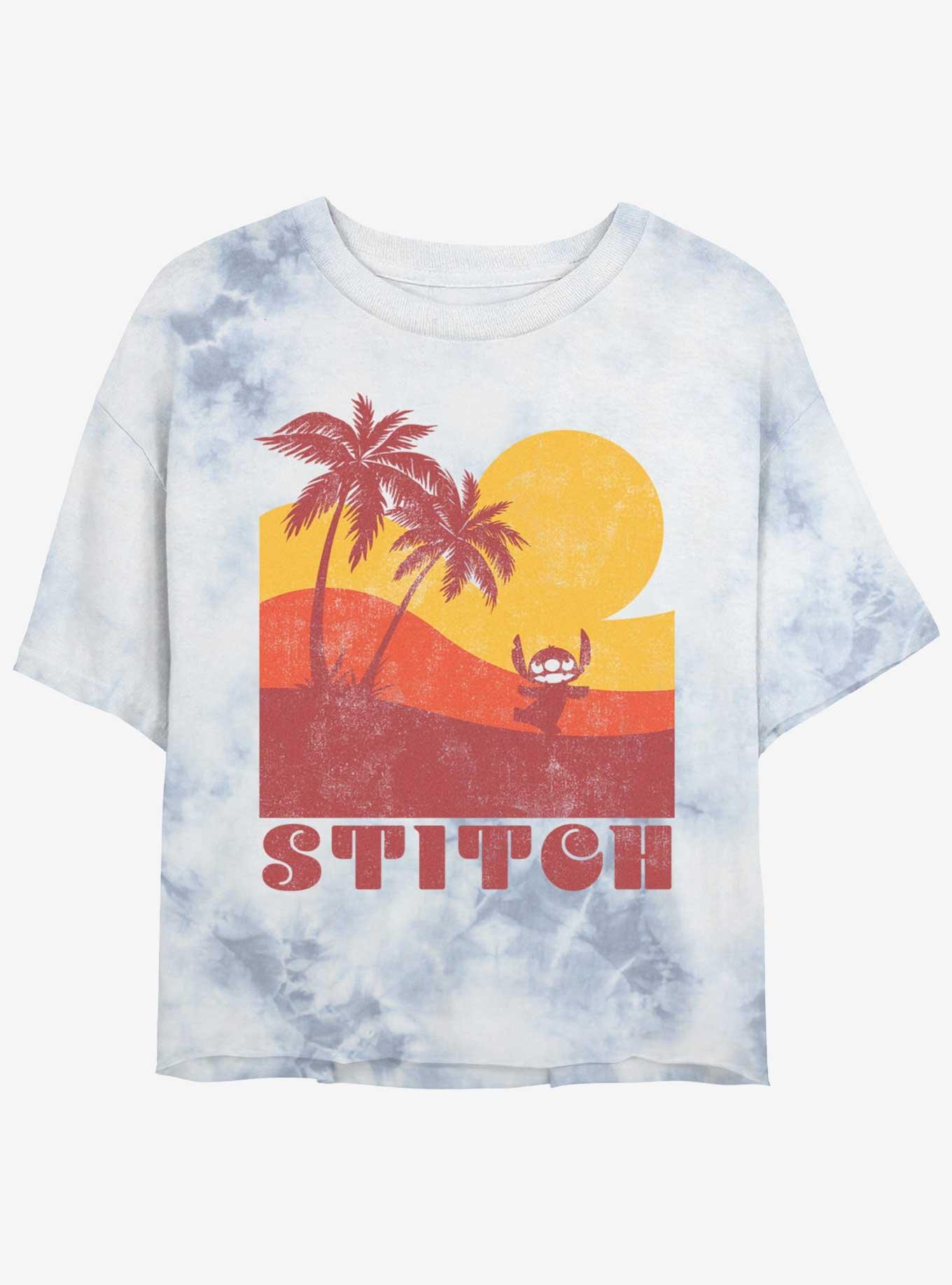 Disney Lilo & Stitch Sunset Stitch Tie-Dye Womens Crop T-Shirt, , hi-res