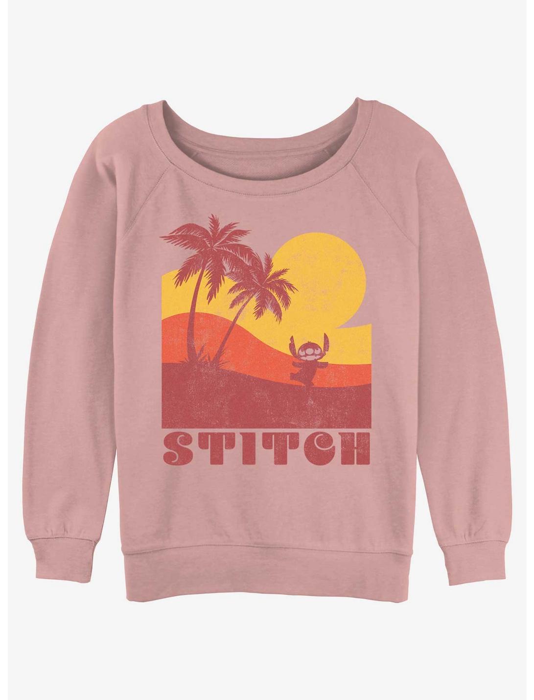 Disney Lilo & Stitch Sunset Stitch Womens Slouchy Sweatshirt, DESERTPNK, hi-res
