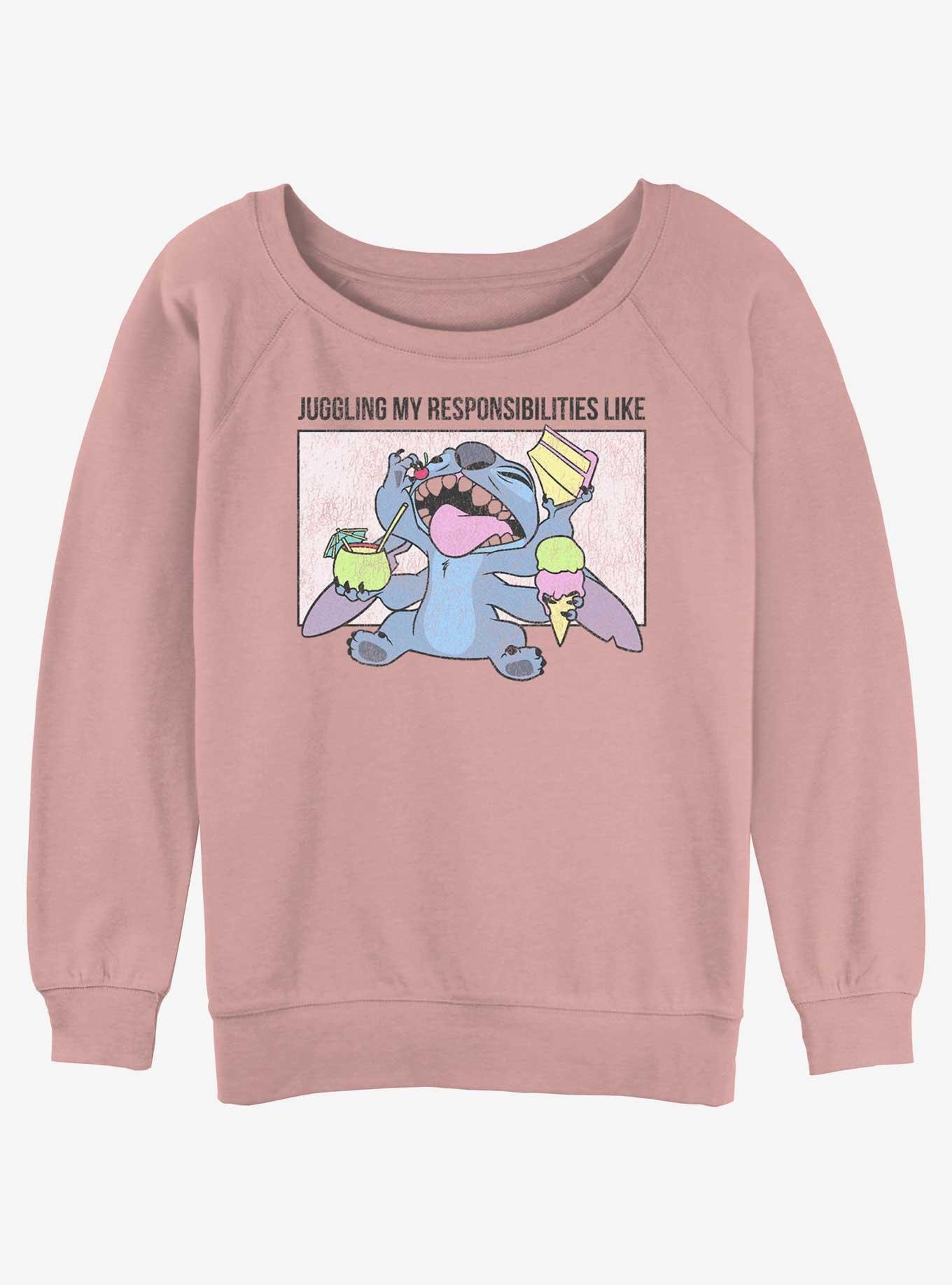 Disney Lilo & Stitch Juggling Responsibilities Womens Slouchy Sweatshirt, DESERTPNK, hi-res