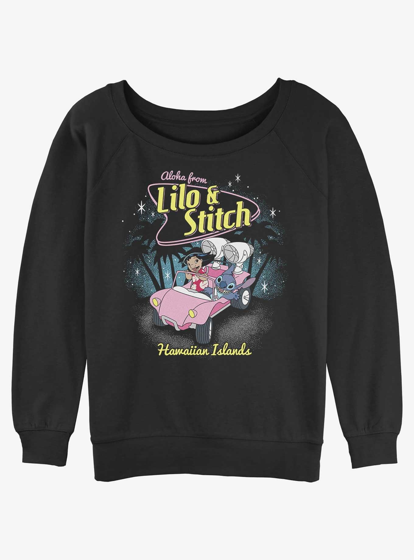 Disney Lilo & Stitch 50's Stitch Womens Slouchy Sweatshirt, BLACK, hi-res