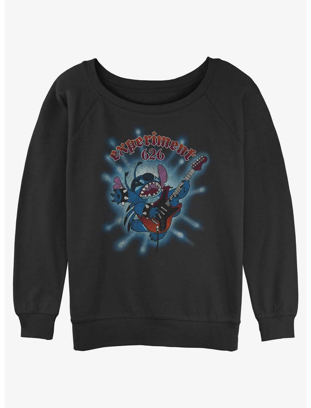 Disney Lilo & Stitch Rock Out Experiment 626 Womens Slouchy Sweatshirt, BLACK, hi-res