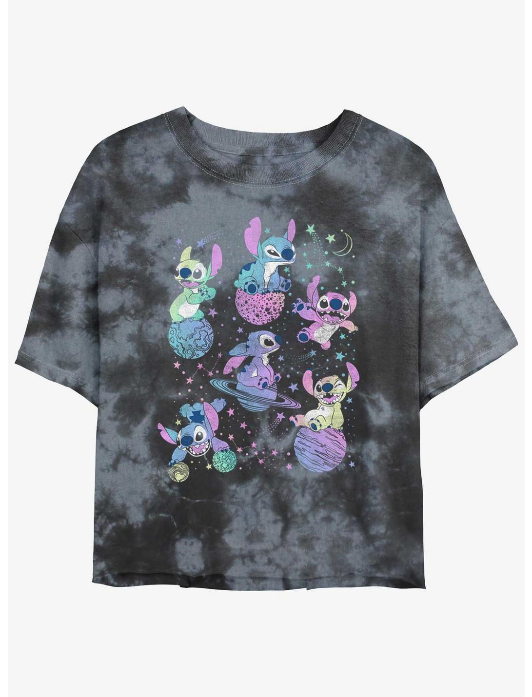 Disney Lilo & Stitch Planetary Stitch Tie-Dye Womens Crop T-Shirt, BLKCHAR, hi-res