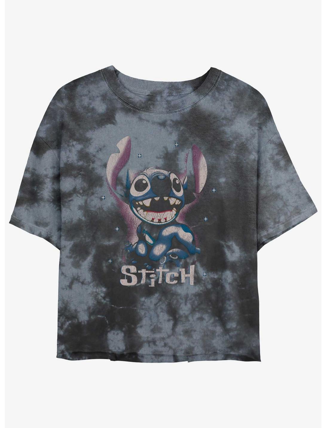 Disney Lilo & Stitch Dark Stitch Tie-Dye Womens Crop T-Shirt, BLKCHAR, hi-res
