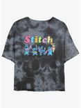 Disney Lilo & Stitch Ice Cream Scoops Tie-Dye Womens Crop T-Shirt, BLKCHAR, hi-res