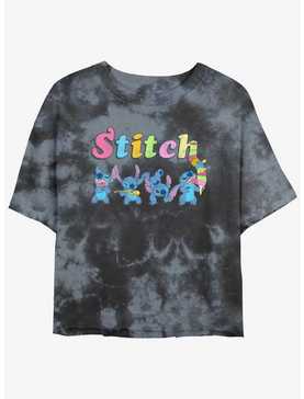 Disney Lilo & Stitch Ice Cream Scoops Tie-Dye Womens Crop T-Shirt, , hi-res