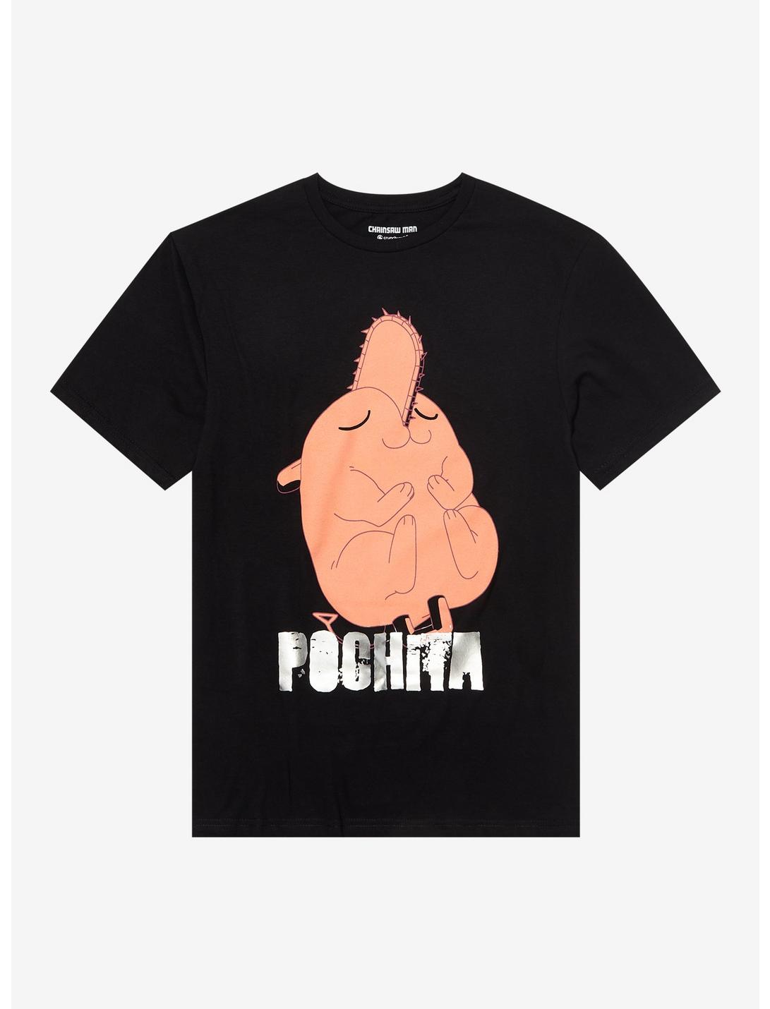 Chainsaw Man Pochita Metallic Foil T-Shirt, BLACK, hi-res