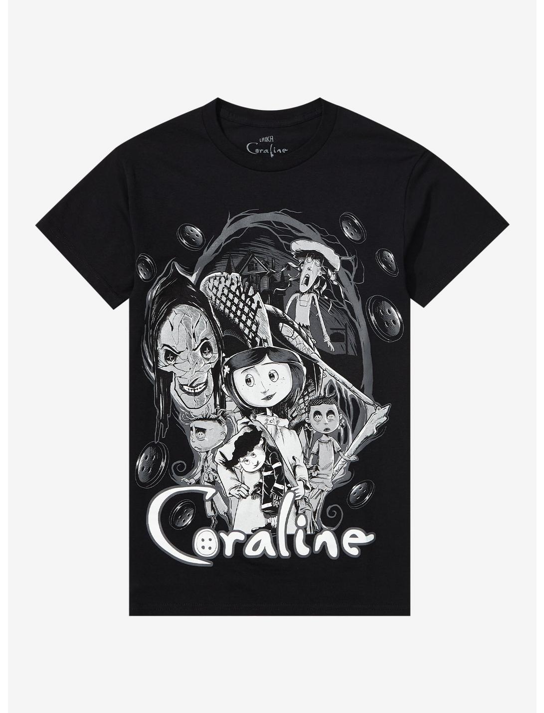 Coraline Group Buttons T-Shirt, BLACK, hi-res