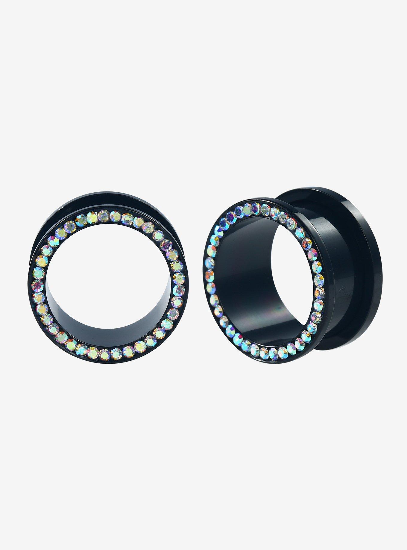 Steel Black Bling Tunnel Plug 2 Pack, , hi-res