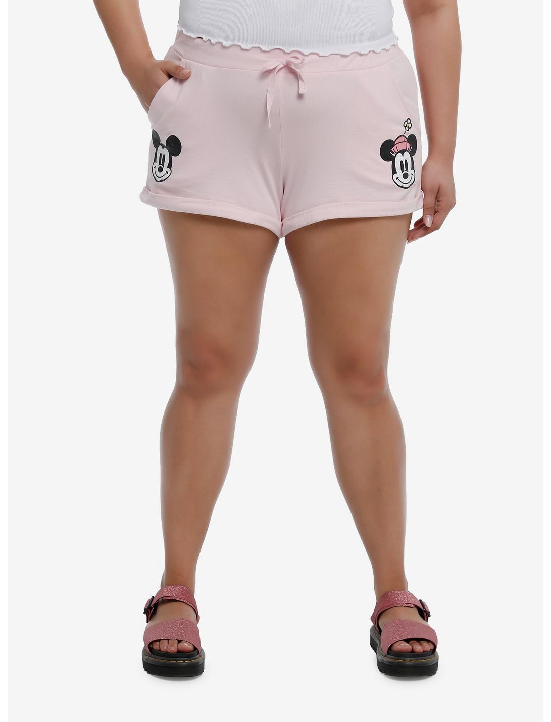 Her Universe Disney Mickey Mouse & Minnie Mouse Heart Girls Lounge Shorts Plus Size, PINK, hi-res