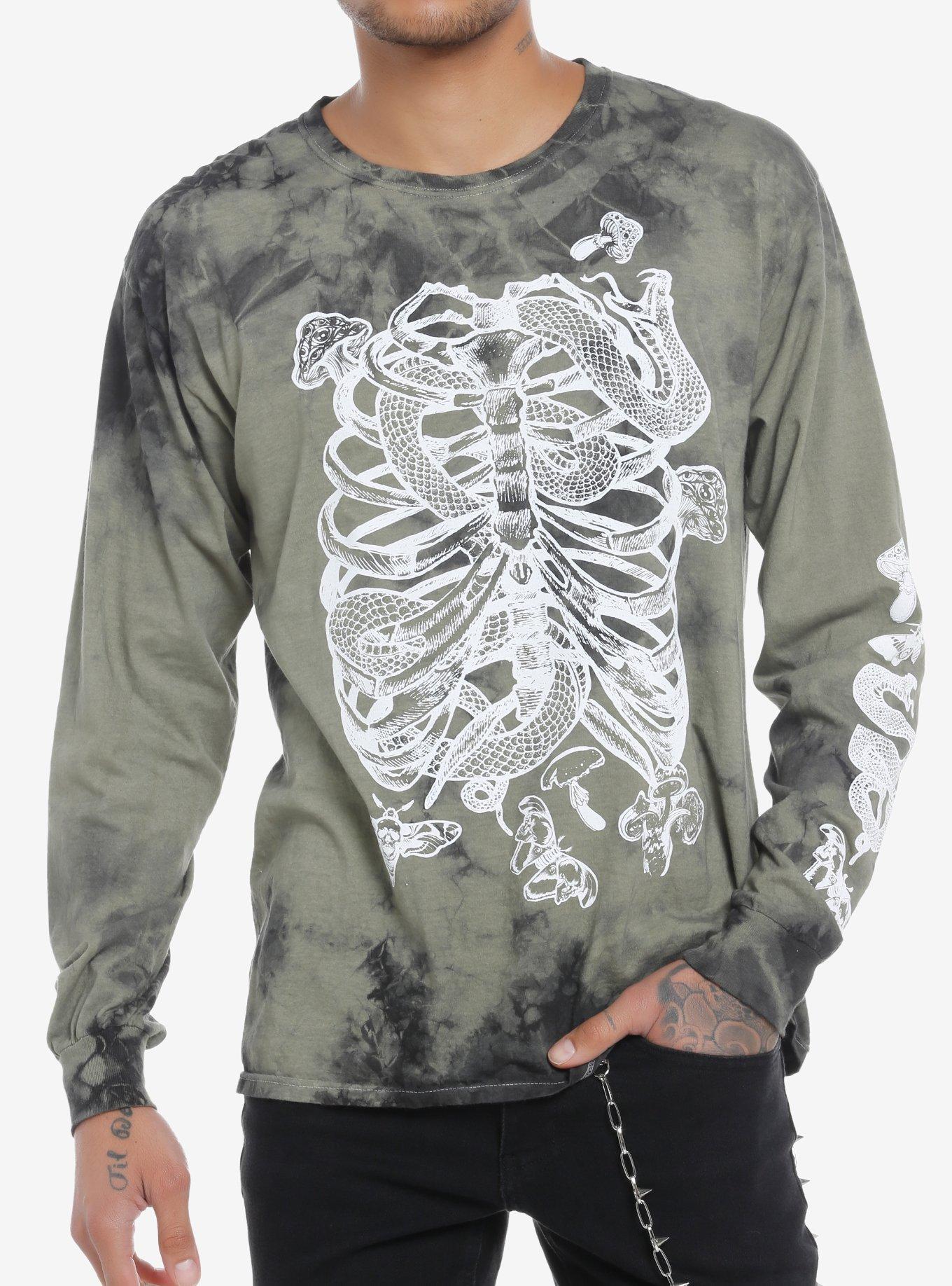 Snake Rib Cage Tie-Dye T-Shirt, BLACK, hi-res