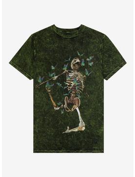 Skeleton Butterfly Dark Acid Wash T-Shirt, , hi-res