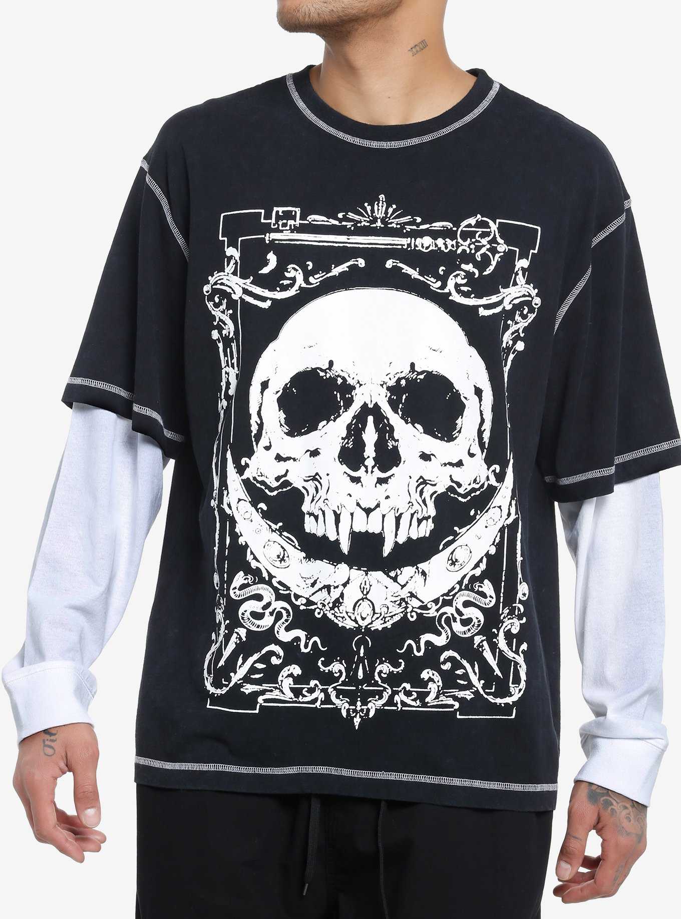 Framed Skull Twofer Long-Sleeve T-Shirt, , hi-res