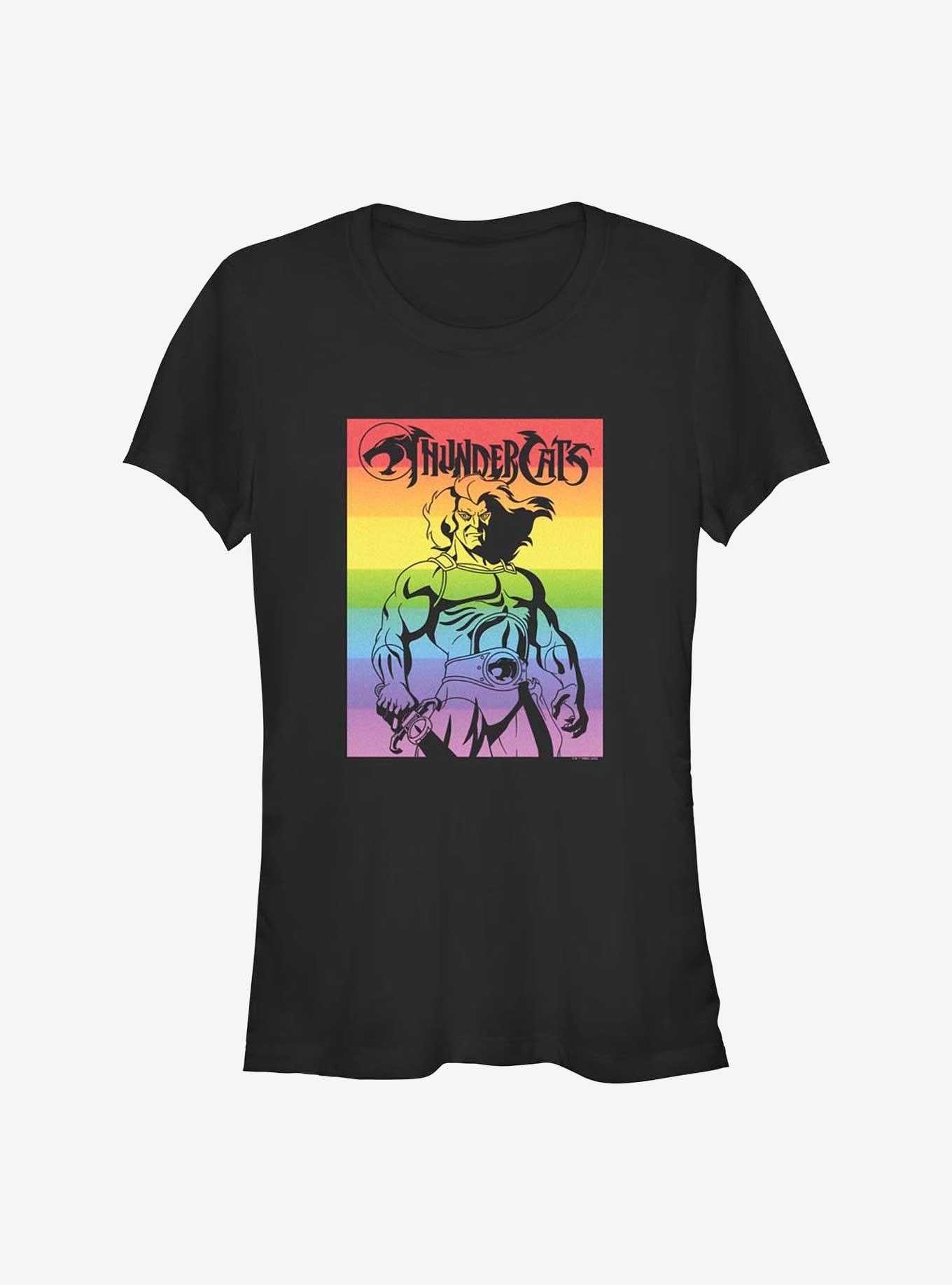 Thundercats Lion-O Rainbow Poster Girls T-Shirt, BLACK, hi-res